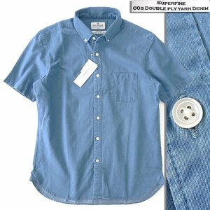  new goods port Bridge 60s Denim button down short sleeves shirt XL blue [BOP552_510] PORT BRIDGE spring summer men's cotton casual 