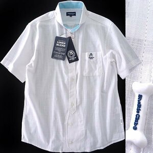 new goods shell tea Club 24SS cotton linen short sleeves marine color shirt LL white [SH1442081_7] spring summer men's Sheltie Club cotton flax 