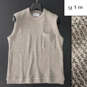  new goods gim Jim with pocket crew neck knitted the best L ivory [I57790] men's sweater ound-necked middle gauge casual 