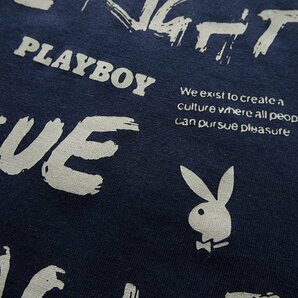 新品 プレイボーイ 24年春夏 プリント カットソー L 紺【41029_79】 PLAYBOY ロンT バニー ロゴ 長袖 コットン Tシャツ メンズの画像6