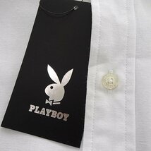 新品 プレイボーイ 24年春夏 バンドカラー 半袖 シャツ LL 白 【2030_07】 PLAYBOY 春夏 綿 メンズ オックス スタンドカラー バニー XL_画像8