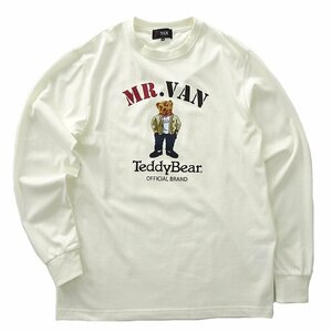 新品 ミスターヴァン テディベア 綿混 プリント 長袖 Tシャツ LL 白 【TDV1433132_07】MR.VAN Teddy Bear 2023秋冬 コラボ 限定 カットソー