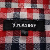 新品 プレイボーイ 24年春夏 クレイジーパターン シャツ L 紺 【1025_79】 PLAYBOY メンズ 長袖 ボタンダウン コットン レーヨン バニー_画像10