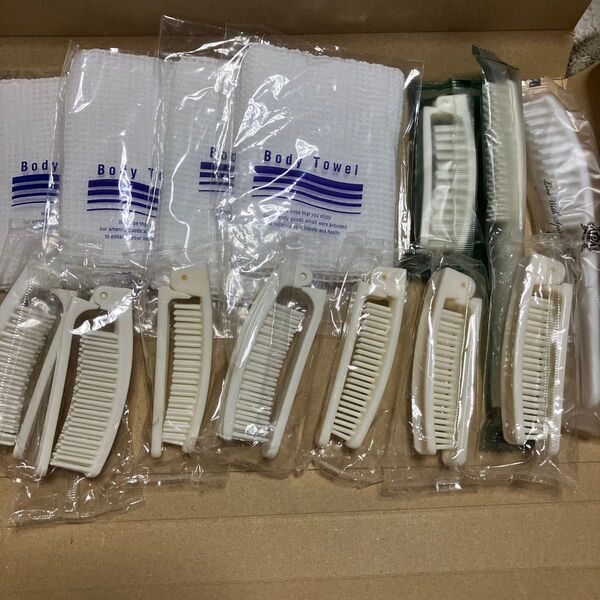 使い捨て アメニティ くし、ボディタオルセット
