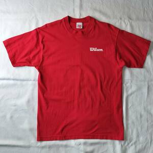 1990's~2000's MADE IN USA アメリカ製 Wilson プリントTシャツ ヴィンテージ 100％コットン レッド 赤 表記Lサイズ USA輸入古着 希少