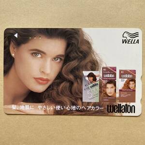 裏面削りあり【使用済】 テレカ 外国人女性モデル WELLA 