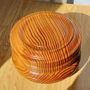 小物入れ 肥松(コエマツ) 幅17.2cm 高10.9cm フタ付 高さの低い円筒形 手作り 木製 超銘木