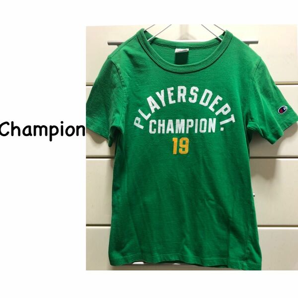 Champion 英字　ナンバリング　コットン　半袖　Tシャツ　M グリーン　緑　チャンピオン　半袖Tシャツ　レディース