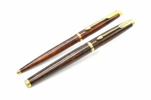 PARKER パーカー 75 ブラウン マーブル ラッカー 585 F 万年筆 ボールペン セット 20794435