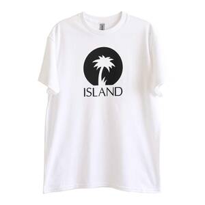  即決【海外買付/新品】island Records レーベルロゴ Tシャツ/Mサイズ/ホワイト/Bob Marley/レゲエ/DUB/レア/GILDAN/激レア(nw-2405-12)