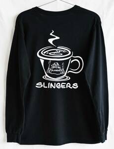  быстрое решение [90's Vintage /GILDAN]SLINGERS/ pop искусство футболка с длинным рукавом /S/ черный / American Comics способ принт / кофейная чашка / редкость (nk-244-4-2)