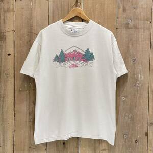 【サイズ L】 80s USA製 REI プリント Tシャツ ビンテージ アメリカ古着 90s 70s アールイーアイ アウトドア ヘインズ Hanes