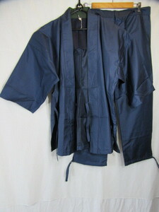  Samue Ooshima top and bottom setup silk 100% men's ... Japanese clothes Japanese clothes kimono navy blue made in Japan size L unused 