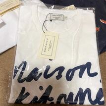 ★メゾンキツネ Maison Kitsune Mサイズ 半袖 Tシャツ ロゴ 男女兼用 ホワイト_画像5