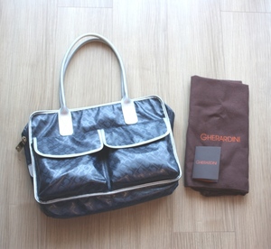 *GHERARDINI Gherardini PVC общий рисунок стандартный большая сумка сумка на плечо плечо .. темно-синий серия!