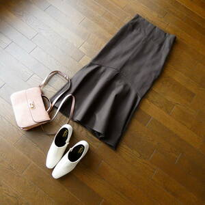 NB Natural Beauty Basic насыщенный коричневый шоко высокий талия резина входить русалка юбка длинная юбка M
