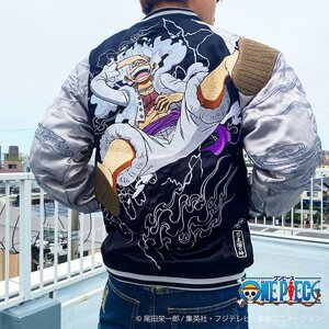 送料無料 絡繰魂 L サイズ 233064 ワンピース コラボ ONE PIECE スカジャン 黒 ルフィ ヒトヒトの実 幻獣種モデルニカ リバーシブル MCF