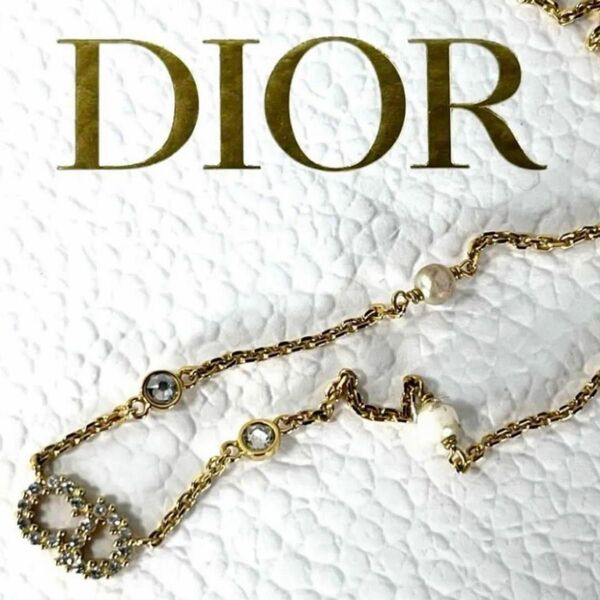 【美品】Christian Dior クリスチャン ディオール CLAIR D LUNE CDロゴ ネックレス ゴールド 保管箱