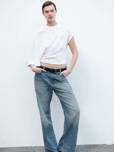 ZARA アシンメトリー 半袖 カットソー Tシャツ 白 ホワイト M 未使用