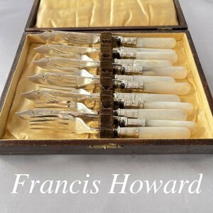 【Francis Howard】【白蝶貝】カトラリーセット ナイフ/フォーク12本 マザーオブパール 木製ケース