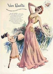 1948年Raalteランジェリー/ヴィンテージ雑誌広告オリジナル・ポスター