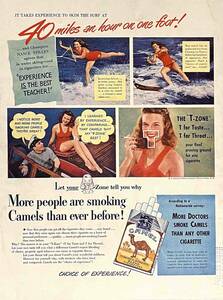 1948年Camelサーフィン、ナンス・スティリー/ヴィンテージ雑誌広告オリジナル・ポスター