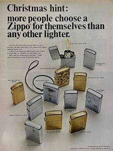 1966年ZIPPO Lightersクリスマス他のライターよりも Zippo を自分用に選ぶ人が増えています。/ヴィンテージ雑誌広告オリジナル・ポスターa