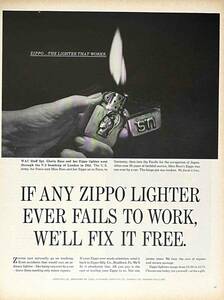 1965年ZIPPO LightersZIPPO...機能するライター。/ヴィンテージ雑誌広告オリジナル・ポスターb