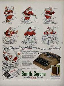 1950 year Smith Corona office typewriter./ Vintage magazine advertisement original * poster 