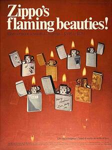 1969年ZIPPO LightersZIPPOの炎の美女たち！メリークリスマス。/ヴィンテージ雑誌広告オリジナル・ポスター