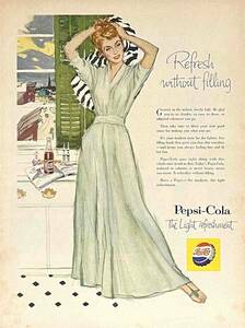 1956年Pepsiペプシコーラ ライトリフレッシュメント。/ヴィンテージ雑誌広告オリジナル・ポスター