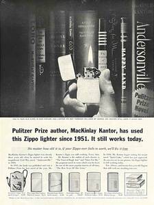 1960年ZIPPO Lightersマッキンレー カンターは、1951 年からこの ZIPPO ライターを使用。/ヴィンテージ雑誌広告オリジナル・ポスター