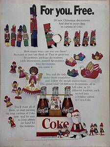 1968年Coca Colaコーラのカートンでクリスマス装飾/ヴィンテージ雑誌広告オリジナル・ポスター