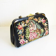 ★Vintage 1970's DAVID'S fifth Avenue Needle Point Flower Design Bag_画像2