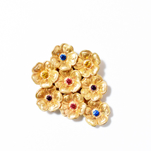 Vintage 1940's multicolor rhinestone flower motif goldmetal clip　 brooch_画像3