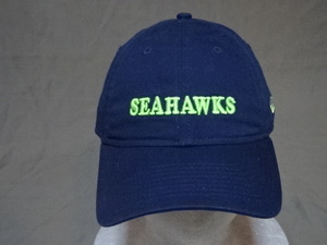 激レア USA購入【NEWERA】【9TWENTY】 NFLアメフト シアトル シーホークス 【Seattle Seahawks】ロゴ刺繍入りキャップ 中古良品