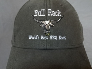 激レア USA購入 アメリカ企業モノ バーベキュー システム用品販売【BULL RACK World Best BBQ Rack】ロゴ刺繍入りキャップ 中古良品