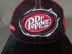 激レア USA購入 アメリカ 人気炭酸飲料 ドクター ペッパー【Dr Pepper】 ロゴワッペン刺繍付 クラッシュ加工キャップ 中古良品