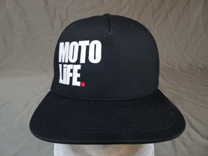 激レア USA購入 アメリカ モータースポーツスポーツ系 アパレルブランド 【MOTO LIFE】 ロゴ刺繍入り キャップ ブラック 中古良品