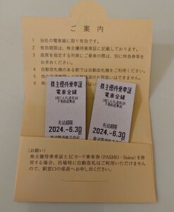 郵送料込！東武鉄道　株主優待乗車証　2枚