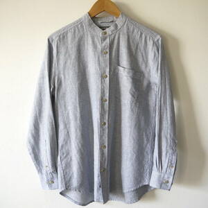 Eddie Bauer エディーバウアー　スタンドカラーシャツ　麻 × 綿　ストライプ柄〈 XSサイズ 〉美品