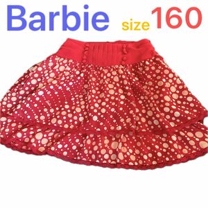 160サイズ Barbie バービー ピンク 水玉模様 スカート 子供服 女の子 キッズ ミニスカート 小学生 女児 アメリカ