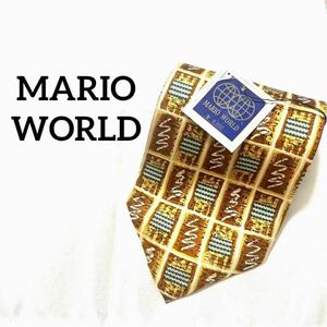 【タグ付き未使用】MARIO WORLD マリオワールド ネクタイ イエロー ブランド 格子柄
