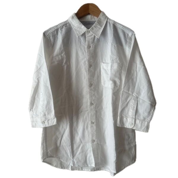 CERONIAS セロニアス メンズ七分袖綿織ホワイトシャツ USED M 美品 ホワイト