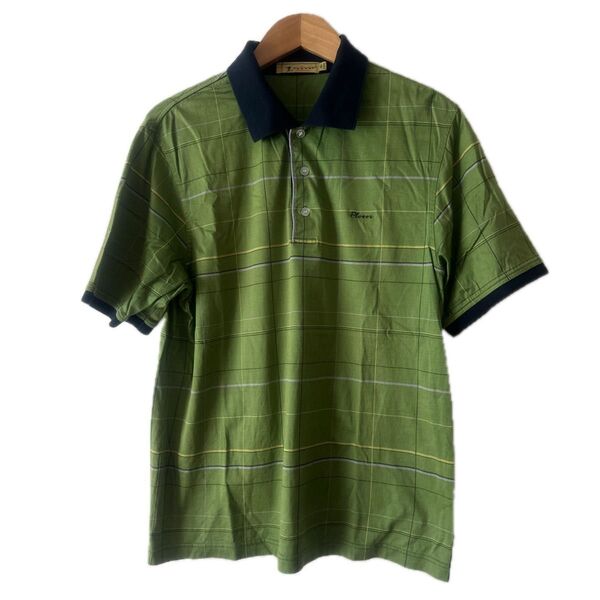PLOVER プロヴァー メンズシルクタッチ半袖ポロシャツ USED サイズ46(M位)グリーン系