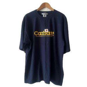 Carhartt カーハート メンズフルロゴ半袖Tシャツ USED XL ネイビー 大きめ