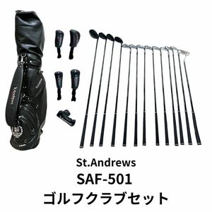 St.Andrews SAF-501 ゴルフクラブセット ドライバー/ウッド/ユーティリティ/アイアン/パター/キャディバッグ/カバー 【良品」】 22405R80