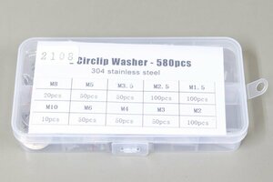 【送料無料】k2108 ステンレス580pcs　Eリングセット【キャブレター、シャフト　固定　Cリング　サークリップ　軸用 】