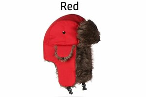 【送料無料】　k2034 耐寒帽子　(大人用)(赤)　【ロシアン帽　耳当て　イヤーマフ　ワークキャップ】