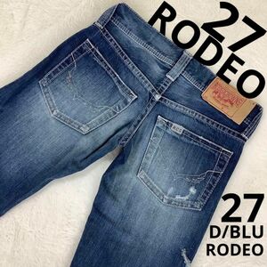 【美品】 RODEO CROWNS デニム 27 ダークブルー ブーツカット 濃紺 ジーンズ　ローライズ　ギャル　かわいい